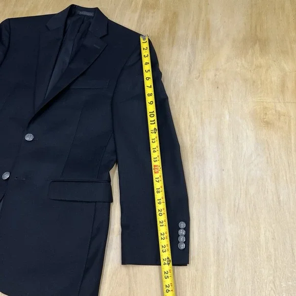 Lauren Ralph Lauren Blazer Jacket Sport Coat Mens 36R Wool Black Metal Buttons